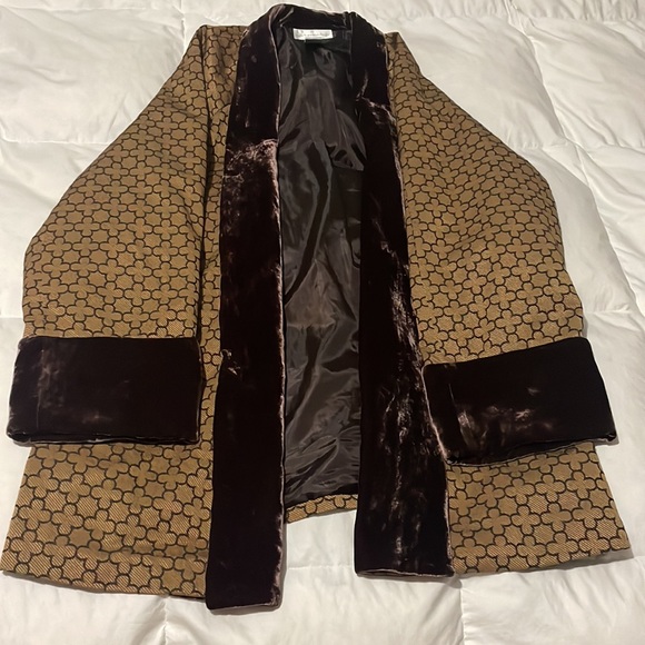 Soft Surroundings Brown Kimono Jacket Open Front - Velvet Lapel and Cuffs - Picture 2 of 7